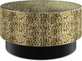 SIMPLIHOME Montrose Metal Coffee Table - 30 inch Wide Solid Iron Round Living Room Table in Antique Gold and Black, Modern Industrial Cocktail Table for Lounge with Hand-Hammered Texture, Assembled