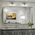 TokeShimi 55 x 36 Inch Brushed Silver Mirror Wall Mirror for Bathroom Black Metal Frame Decorative Rectangular Wall Mounted Home Decor Corner Hangs (Horizontal/Vertical)