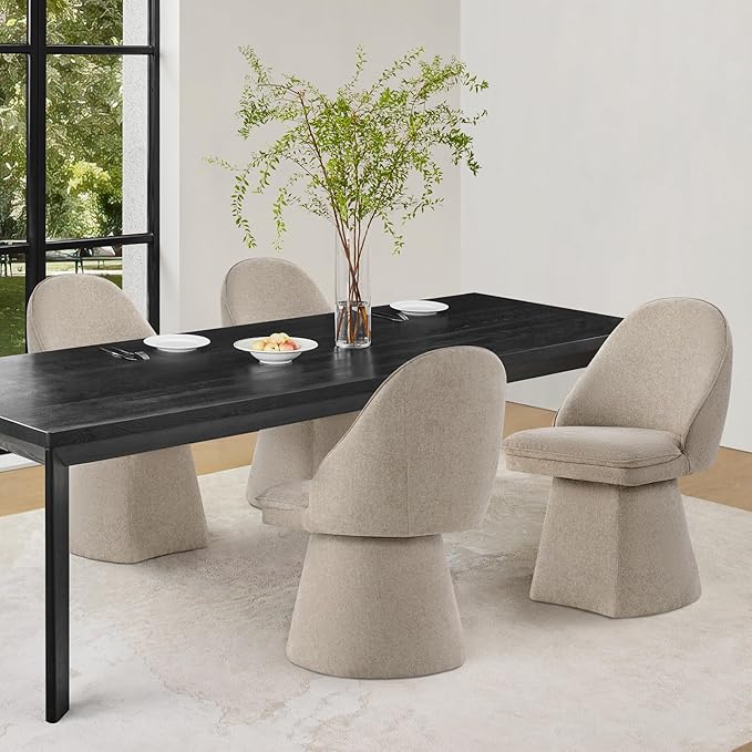 Swivel Dining Chairs Modern Desk Chair Upholstered Linen Fabric Side Chair for Kitchen Dining Room Bedroom,Khaki,2 Box