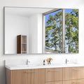 KOCUUY Large Silver Bathroom Mirror, 60x36 inch Rectangular Mirror for Bathroom Sink, Oversized Mirror with Metal Brushed Nickel Frame for Living Room, Farmhouse, Entryway, Hang Horizontal/Vertical