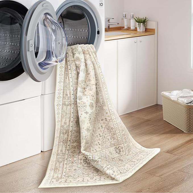 zesthome 5x7 Area Rugs - Ultra-Thin Washble Rug, Stain Resistant Anti Slip Backing Rugs for Living Room,Bedroom, Vintage Home Decor Area Rug