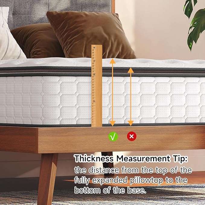 Vesgantti Twin XL Mattress, 12 Inch Hybrid XL Twin Mattress in a Box, Extra Long Pillow Top Twin Mattresses, Gel Memory Foam and Pocket Coils Innerspring Mattresses, Medium Firm Plush Feel
