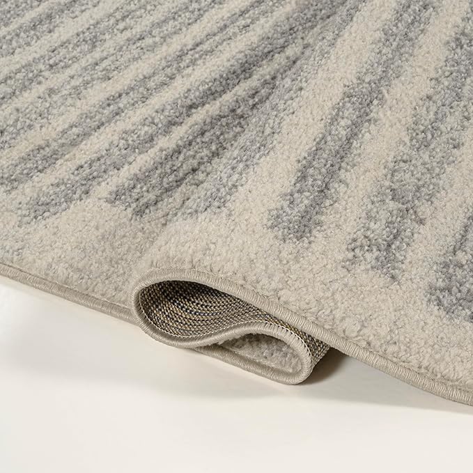 JONATHAN Y Khalil Modern Berber Stripe Cream/Gray Indoor Area Rug, 8x10, Contemporary, Bohemian, Easy-Cleaning for Living Room, Bedroom, Kitchen, Pet Friendly, Non-Shedding (MOH207C-8)
