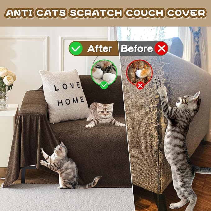 MYSKY HOME Sectional Couch, Covers Couch Cover 2 Cushion Sofa, Couch Covers for Sofa, Dog Couch Protector, L Shape Cover Sofa Slipcovers Washable Furniture Covers for Pets, 71" x 102", Brown