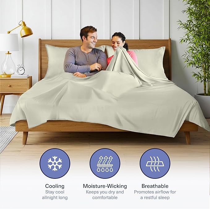 Kickoff Viscose Bamboo Sheets Twin Size 3-pc 100% Organic Bamboo Viscose Bed Cooling Sheets Twin Size Set Cool Bedding for hot Sleepers Sheet, Flat, Fitted, Pillowcase (Soft Sage, T)
