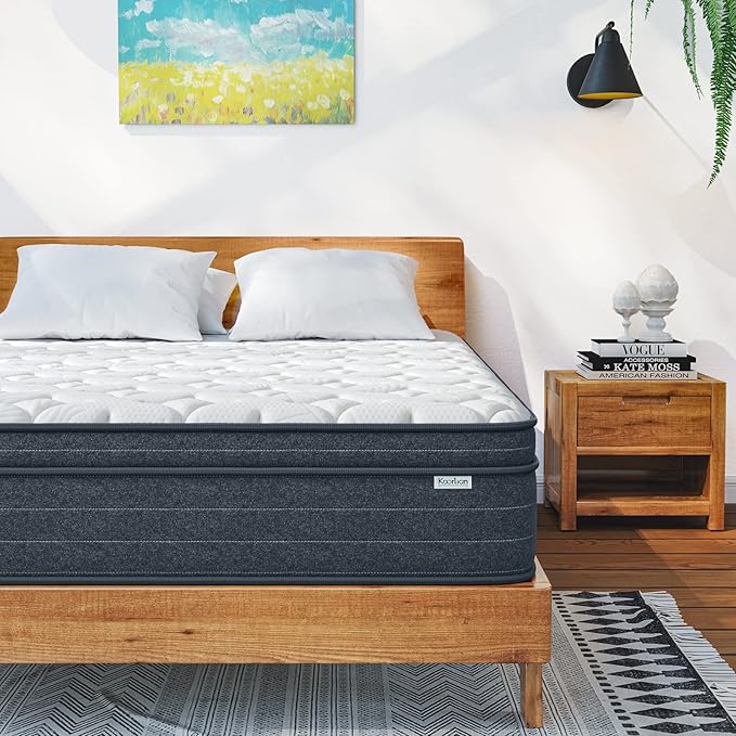 12 Inch Full Size Mattress in a Box for Back Pain, Medium Firm Feel Fiberglass Free Hybrid Mattress with Individual Pocket Springs and Pressure-Relieving Memory Foam, 120-Night Trial