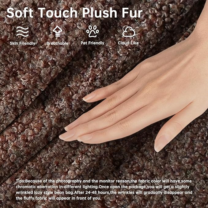 Bean Bag Chairs for Adults, Memory Foam Couch Loveseat Sofa Chair, Soft Teddy Material Cozy Comfy Reading Nook Chairs, Floor Chair for Living Room Bedroom Office(Coffee)