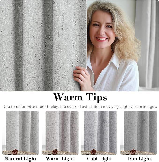 H.VERSAILTEX 100% Blackout Curtains for Bedroom Thermal Insulated Linen Textured Curtains Heat and Full Light Blocking Drapes Living Room Curtains 2 Panel Sets, Glacier Gray, 52x63 Inch