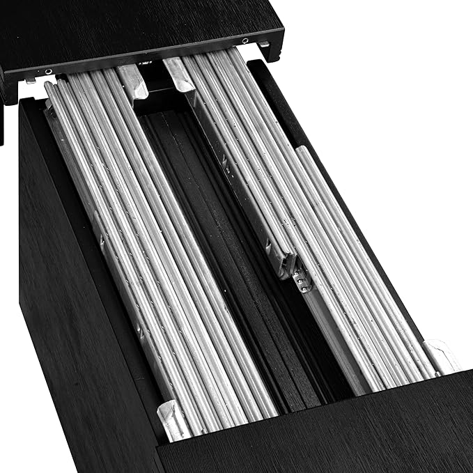 X07EL-BC6-35 - 10-Pc Kitchen Table Set a Rectangular Dining Table with a coffee Table wooden Bench & 7 Doeskin Linen Fabric Dining Chair, 39x120 Inch, Wire Brushed Black
