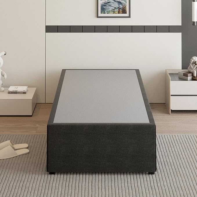 18 Inch Twin Bed Frames with Black Bed Cover, Metal Twin Size Bed Frame No Box Spring Needed, Heavy Duty Mattress Foundation, Easy Assembly, Noise Free