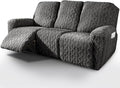 vctops 8 Pieces Geometric Jacquard Plush Recliner Sofa Covers Soft Fuzzy Fluffy 3 Seats Couch Cover Anti-Slip Sofa Slipcover Furniture Protector with Elastic Bottom for Kids Pet(Dark Grey,3 Seat)