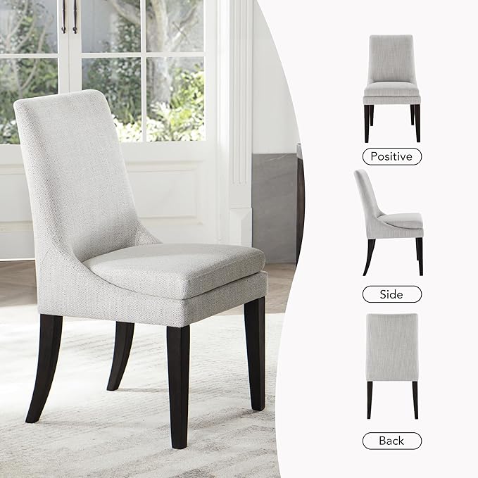 Upholstered Dining Chairs Modern Sidechair Performance Fabric High Back Armlesschair for Diningroom Kitchen,Linen,Set of 2(1 Box)