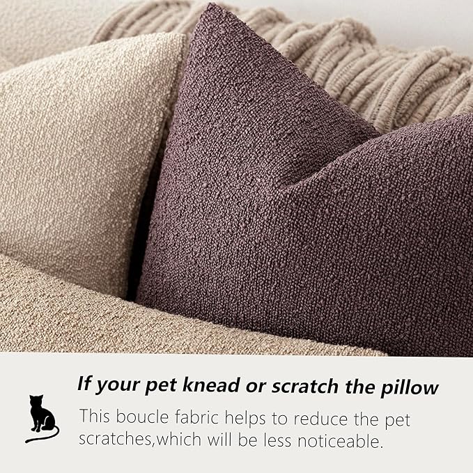 Foindtower Pack of 2 Textured Boucle Throw Pillow Covers Accent Solid Decorative Lumbar Pillow Cases Cozy Soft Couch Cushion Case for Chair Sofa Bedroom Living Room Home Decor 12x20 Inch Dark Purple