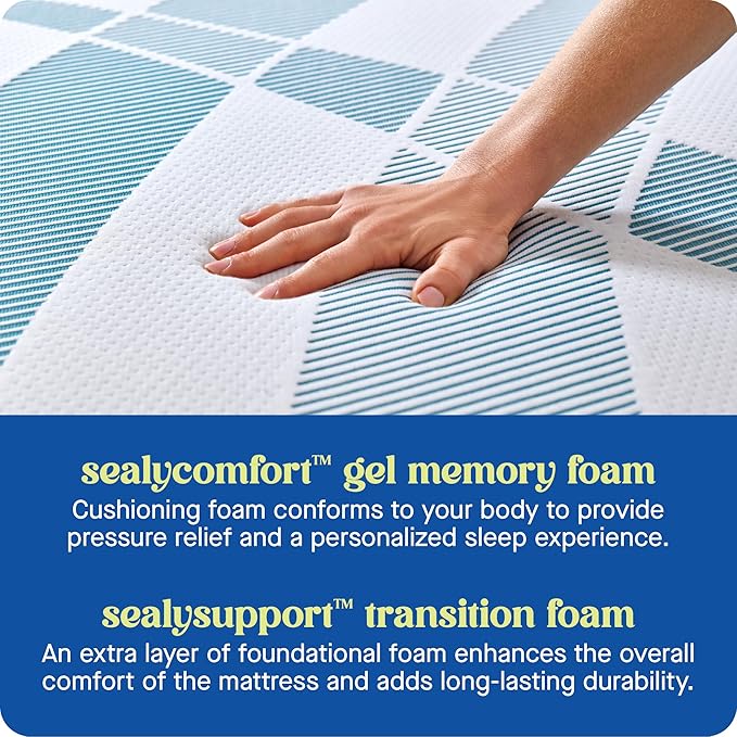 Sealy Dreamlife 12” Foam Mattress-in-a-Box, Twin, SealyComfort Gel Memory Foam, SealySupport Transition Foam, Surface-Guard Technology