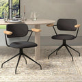 Modern Swivel Dining Chairs Set of 2 with Arms,Upholstered Comfortable Dining Room Chairs, Wooden Armrests & Sturdy Metal Frame, Stylish Kitchen & Dining Table Chairs for Modern Décor