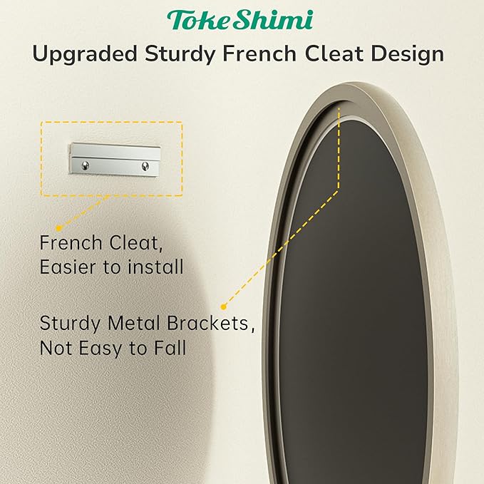 TokeShimi 36 in Round Brushed Nickel Mirror Tempered, Round Mirror Framed Shatterproof, 36x36 Circle Wall Mirror Farmhouse Metal Mirrored for Restroom, Entryway, Bedroom, Vanity, Living Room