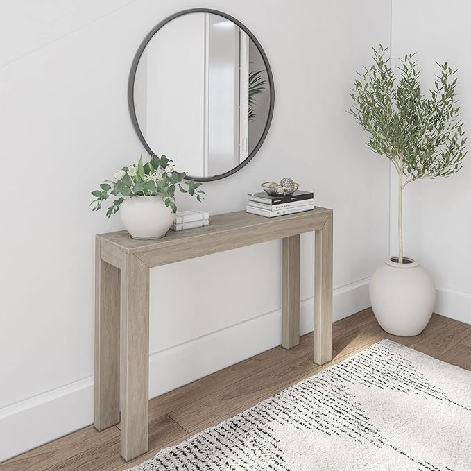 Plank+Beam Modern Solid Wood Console Table, 46.25 Inch, Sofa Table, Narrow Entryway Table for Hallway, Behind The Couch, Living Room, Foyer, Easy Assembly, Seashell