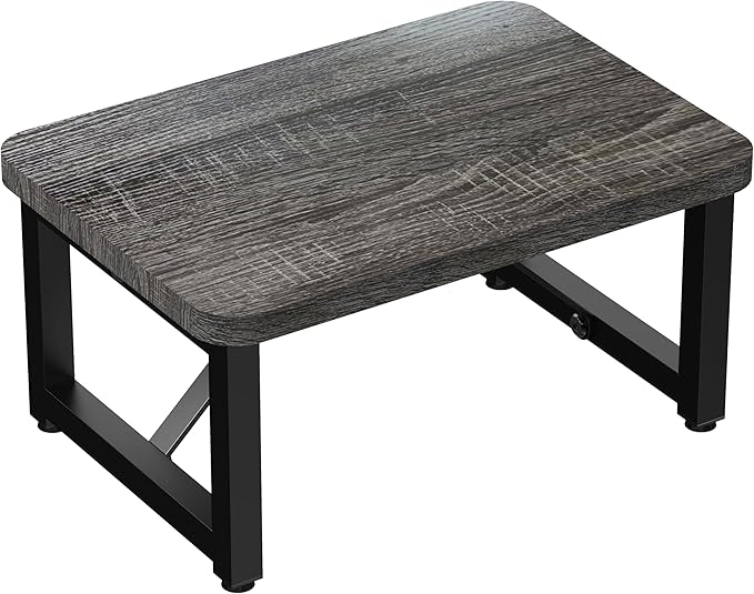One Step Stool, Wooden Foot Stool for Adults, Small Stepping Stool for Bed and Closet, Heavy Duty Step for Kitchen, Dorm, and Indoor Use, Dark Gray