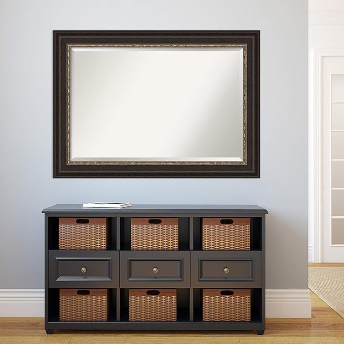 Amanti Art Bronze Bathroom Mirror for Over Sink, 31x43 Paragon Bronze Rectangle Vanity Mirror, Large Traditional Frame, Hangs Horizonally and Vertically, Bathroom Wall Decor, Beveled Edge