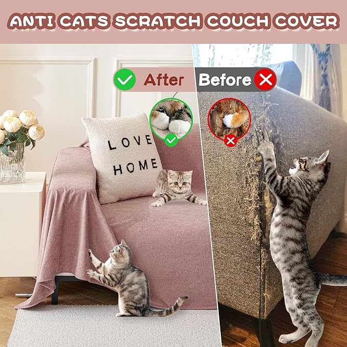 MYSKY HOME Pink Sofa Cover, Couch Covers for Sofa Pet Couch Cover, Oversized Couch Covers for 3 Cushion Couch Thick Durable Covers for Furniture Couch Cover, 71" x 150"
