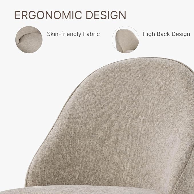 Swivel Dining Chairs Modern Desk Chair Upholstered Linen Fabric Side Chair for Kitchen Dining Room Bedroom,Khaki,4 Box