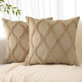 decorUhome Throw Pillow Covers 20x20 Inch Set of 2, Soft Plush Faux Fur Wool Khaki Couch Pillow Covers, Decorative Neutral Pillow Cases for Bed Sofa Living Room Home Decor