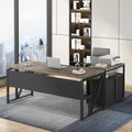 Tribesigns Office Compute rDesk with Drawers Sets, 63 inches L Shaped Executive Desk with Mobile File Cabinet for Home Office Furniture Sets (Dark Oak, 63-inch)