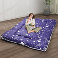Japanese Floor Mattress,4" Thicken Japanese Floor Sleeping Pad Foldable,Futon Mattress Suitable for Camping and Guest Room (Blue, Full (80" X 47"))