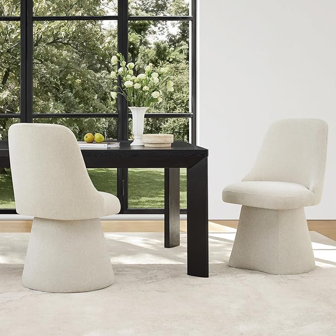 Swivel Dining Chair Mid Century Modern DeskChair High Back Upholstered Linen Fabric SideChair for Kitchen Diningroom Bedroom,Linen,1 Box