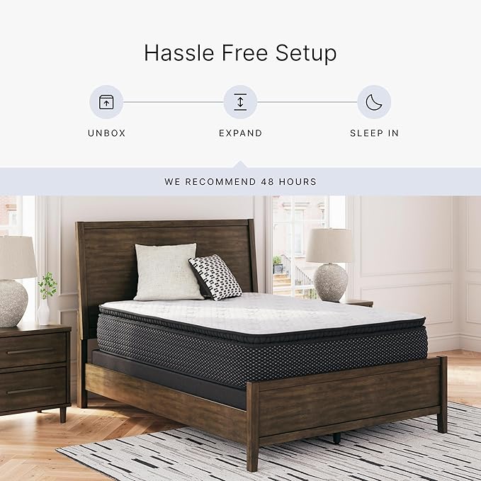 Signature Design by Ashley Limited Edition Pillow Top 13 " Pillow Top Hybrid Mattress with Gel Memory Foam and Edge Support for Cool Sleep and Pressure Relief, California King, Fiberglass Free