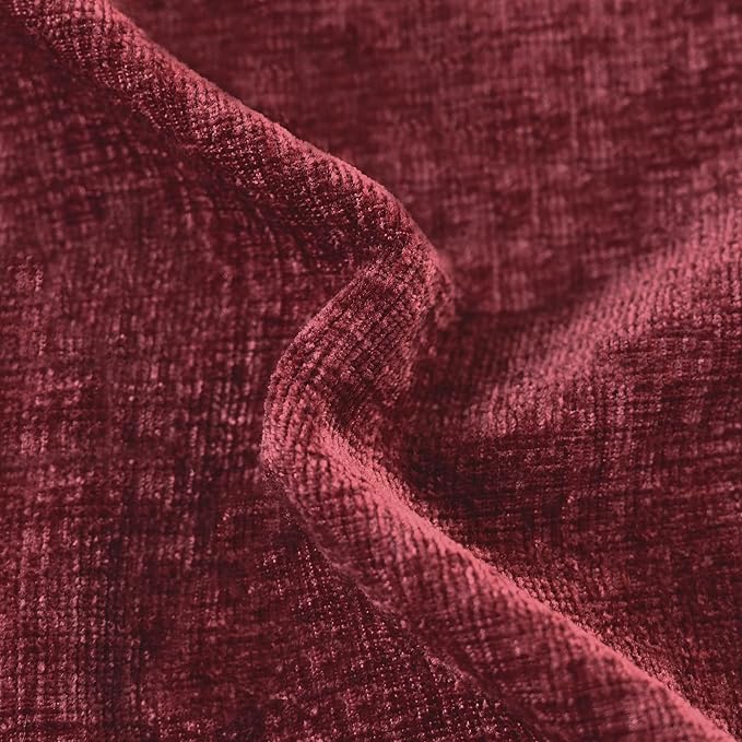 CaliTime Throw Pillow Covers Decorative 12 X 20 Inches Pack of 2 Cozy Chenille Cushion Cases for Couch Sofa Bed Living Room Home Burgundy