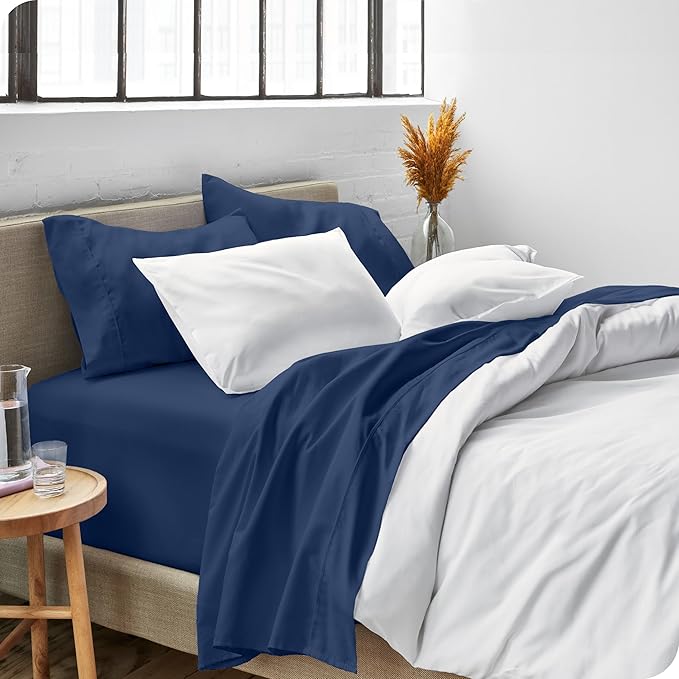 Bare Home Twin Sheet Set - 1800 Ultra-Soft Microfiber Twin Bed Sheets - Double Brushed - Deep Pockets - Easy Fit - Extra Soft - 3 Piece Set - Bedding Sheets & Pillowcases (Twin, Dark Blue)