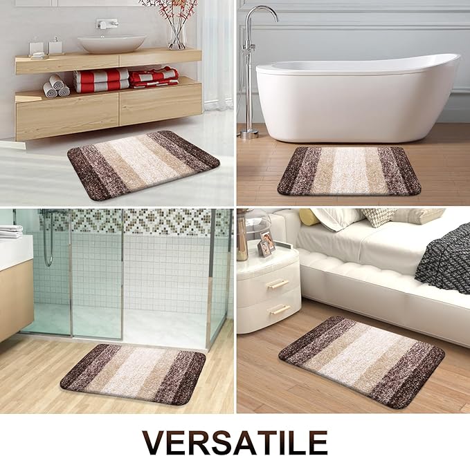 OLANLY Bathroom Runner Rugs 45x27, Extra Soft Absorbent Microfiber Bath Rugs, Rubber Backing, Quick Dry, Machine Washable Bath Mats for Bathroom Floor, Tub and Shower, Home Decor Accessories, Brown