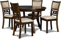 New Classic Furniture Gia 5-Piece Round Dining Set with 1 Dining Table and 4 Chairs, 47-Inch, Cherry