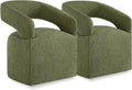 Upholstered Dining Chairs with Casters Easy Assembly Require Modern Barrel Armchair with Rollers for Diningroom Bedroom Livingroom Reading Room,Set of 2,Green