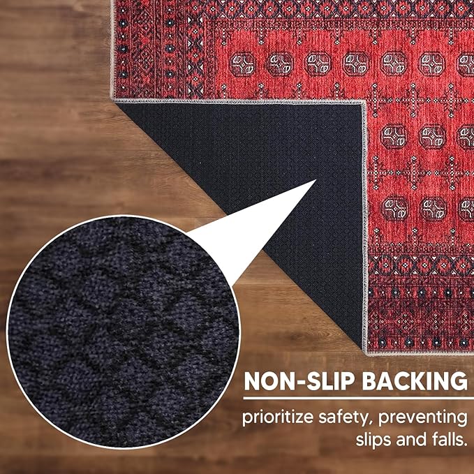 Keen Home Design 2x7 Rug - Machine Washable Runner Rug with Non-Slip Backing, Ideal for Hallway, Entryway, Kitchen, Laundry Room - Vintage, Easy Clean, Durable, Low Pile Rug - (2'6" x 7')