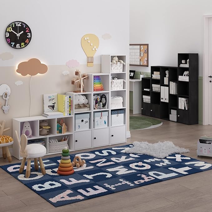Furinno Luder Shelf Bookcase with 1 Door Storage Cabinet, Blackwood