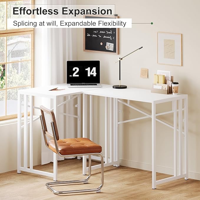 Small Folding Desk 35 inch, No Assembly Required Narrow Office Desk, Writing Gaming Computer Camping Table, White