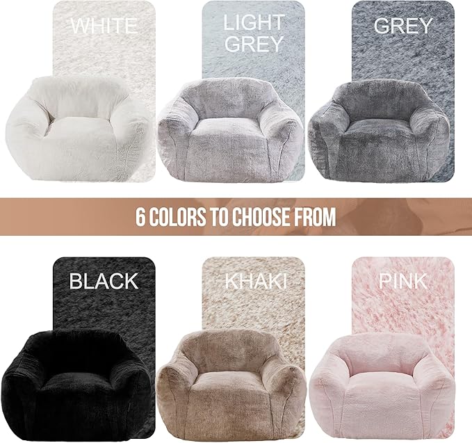 Homguava Bean Bag Chair Bean Bag Chairs for Adults Comfy Beanbag Chair with Spacious Design Giant Bean Bag Couch with Armrest Large Bean Bag Chair with Filler for Living Room Bedroom (Khaki)