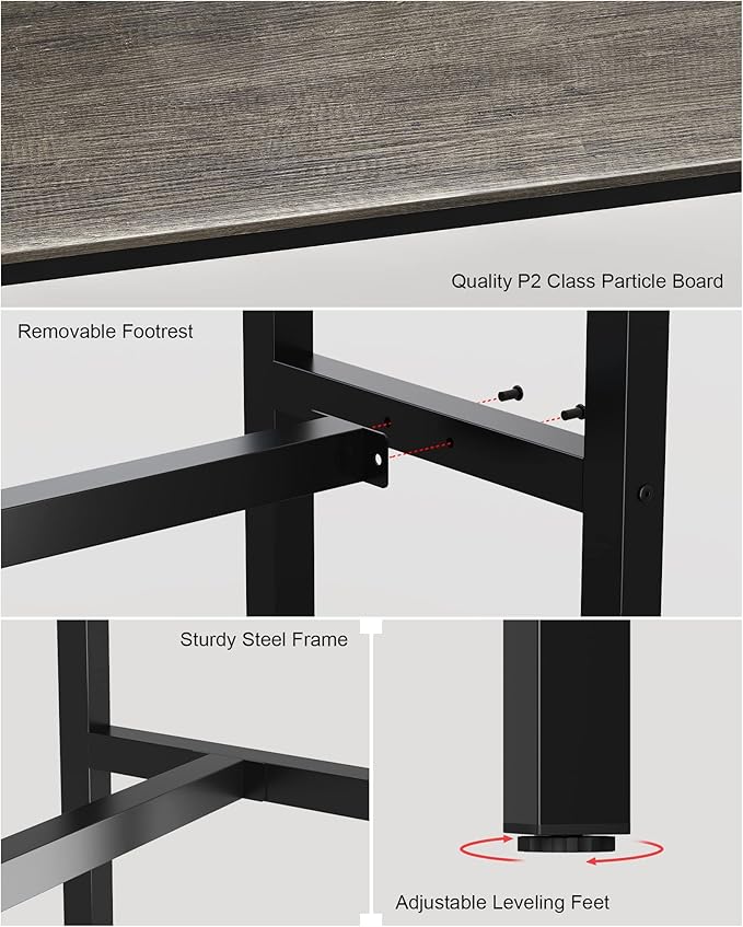 Teraves Bar Table, Bar Height Pub Table, Counter Height Table with Sturdy Metal Frame, Rectangular High Top Table for Kitchen & Dining, Living Room (39.37", Black Oak)