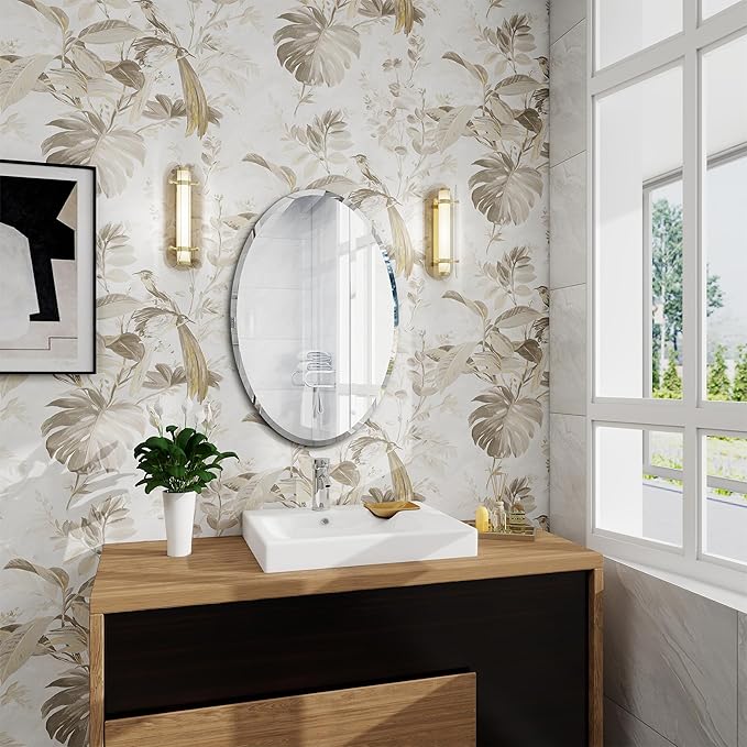 Oval Bathroom Mirror, 28X40 inch Oval Frameless Mirror, Frameless Mirrors for Bathroom,Beveled Bathroom Mirror.