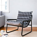 Plush Modern Accent Chair Single Comfy Chair for Bedroom — Ergonomic Lounge Chair with Stylish Upholstery, Space-Saving Design & Easy Assembly Plaid & Grey