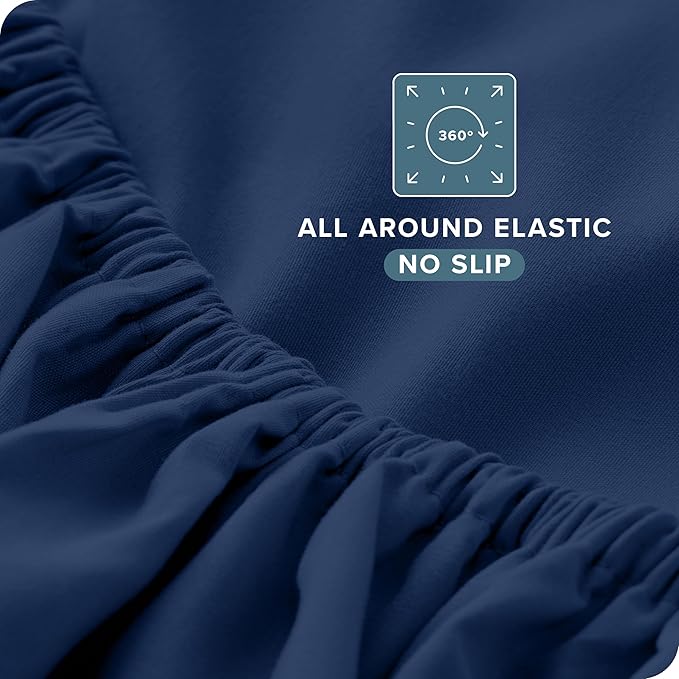 Bare Home Queen Sheet Set - Luxury 1800 Ultra-Soft Microfiber Queen Bed Sheets - Double Brushed - Deep Pockets - Easy Fit - 4 Piece Set - Bedding Sheets & Pillowcases (Queen, Dark Blue)