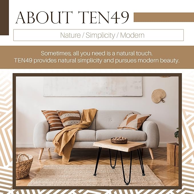 TEN49 Heavy Duty Hairpin Table Leg - 16 Inch Industrial Furniture Legs - Raw Steel Color Solid Rods Metal Leg for Table - Fit for Mid-Century Modern Bed Side, Dressing Table, Nightstand, Chair Legs