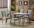 Merax Upholstered Solid Wood Dining Chairs Set of 4, French Country Style Accent Side Seating Furniture for Kitchen, Living Room, Cushioned Back, Slate Blue
