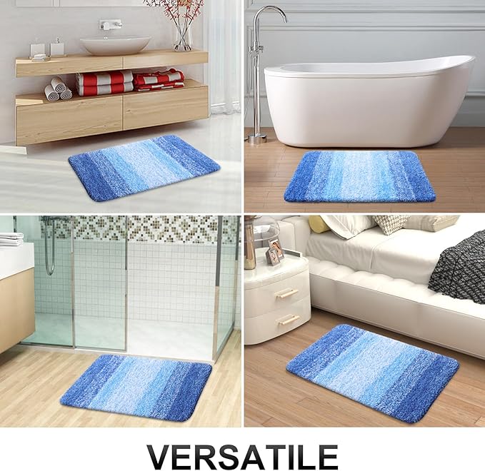 OLANLY Bathroom Runner Rugs 44x24, Extra Soft Absorbent Microfiber Bath Rugs, Rubber Backing, Quick Dry, Washable Bath Mats for Bathroom Floor, Tub and Shower, Home Decor Accessories, Light Royal Blue