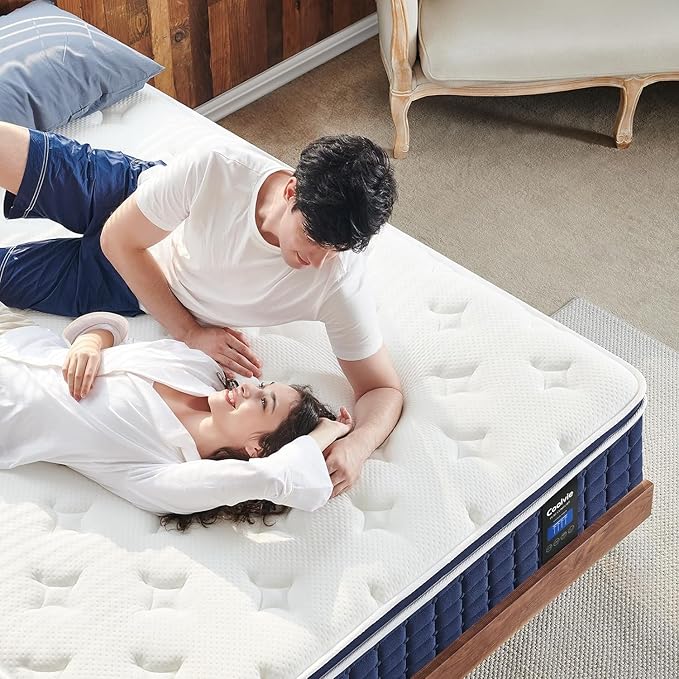 Coolvie 14 Inch Queen Mattress, Medium Firm Memory Foam Queen Size Mattresses in a Box, Hybrid CertiPUR-US® Certified Foam Pocket Springs for Motion Isolation & Pressure Relieving, 100-Night Trial