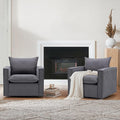 COLAMY Swivel Accent Chair Set of 2, 34 Inches Wide Upholstered Arm Chair with Plump Back Pillow, Modern Sofa Living Room Chair for Bedroom, Corner, Reading Nook-Grey
