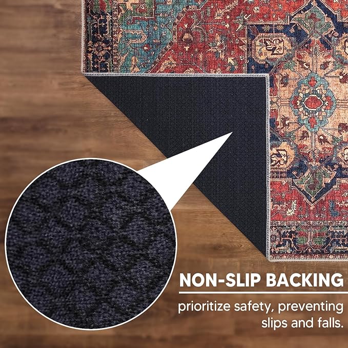 Keen Home Design 2x7 Rug - Machine Washable Runner Rug with Non-Slip Backing, Ideal for Hallway, Entryway, Kitchen, Laundry Room - Vintage, Easy Clean, Durable, Low Pile Rug - (2'6" x 7')