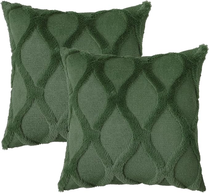 decorUhome Throw Pillow Covers 20x20 Inch Set of 2, Soft Plush Faux Fur Wool Forest Elf Couch Pillow Covers, Decorative Neutral Pillow Cases for Bed Sofa Living Room Home Decor